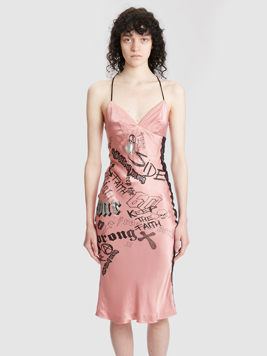 Graffiti Print Satin Dress